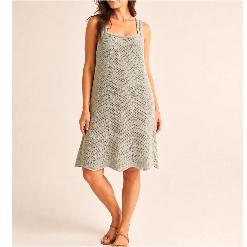 NWT A New Day Crochet Shift Dress Women's Size 3X Cottage Boho Sage Green Lined